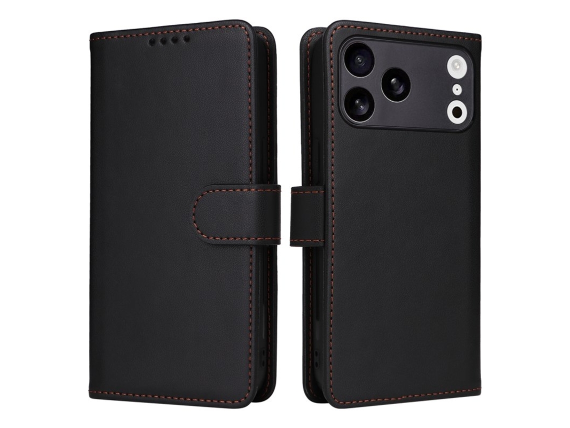 Capa Carteira Betopnice Para Iphone 17 Pro Max - Couro Sintético Removível - Preta