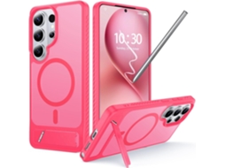 Capa Para Samsung Galaxy S26 Ultra, Com Ímã E Suporte, Resistente A Impactos, Cor Rosa Vermelha. Panoona