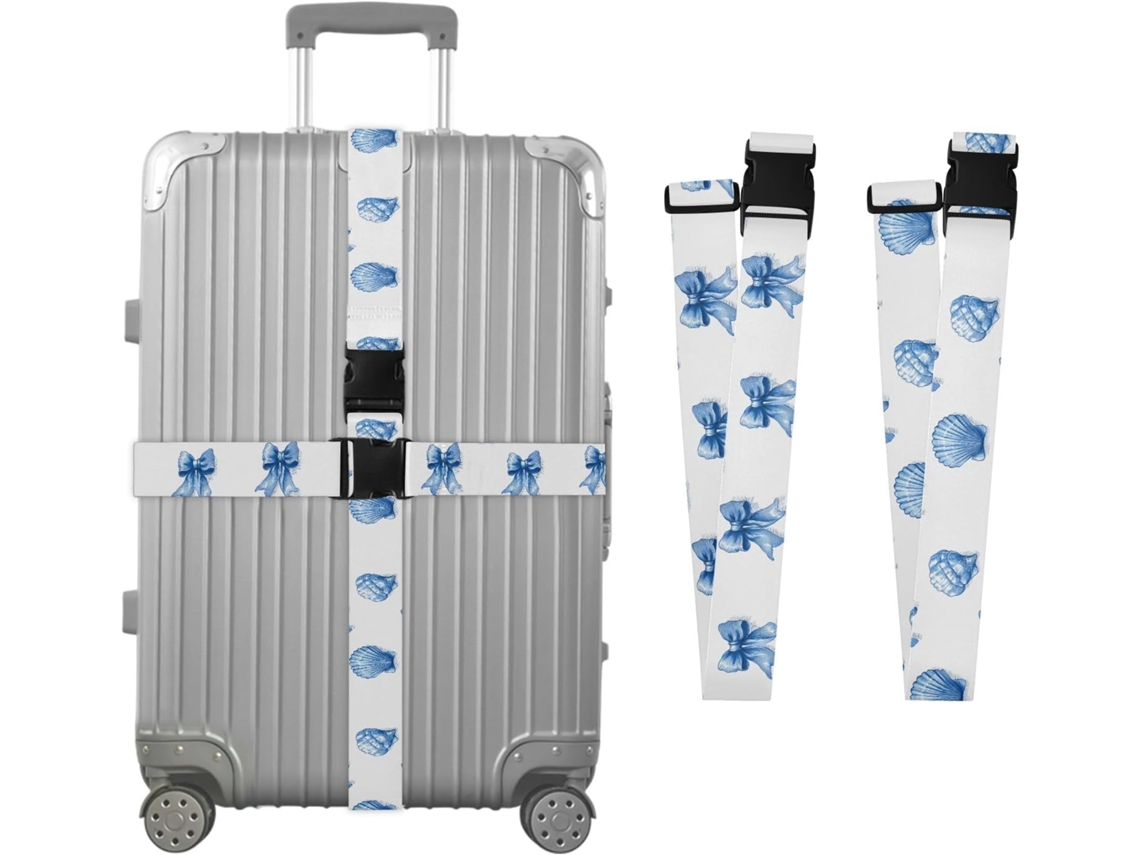 Conjunto De 2 Cintas Bagagem Personalizadas Blue Shells Com Fivelas Para Malas