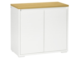 Aparador de Sala de Estar Armário de Armazenamento com 2 Portas e Prateleira Ajustável 80x37x75cm Branco e Madeira