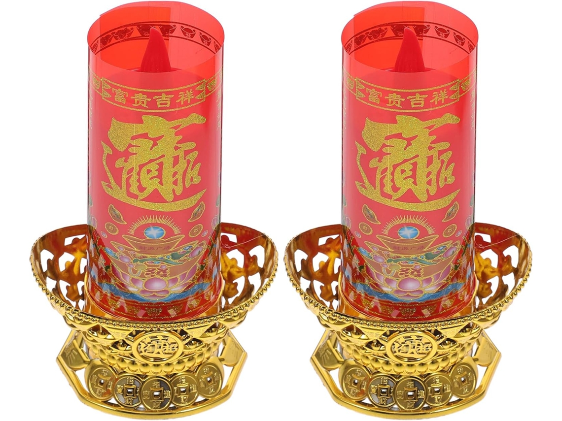 Conjunto de 2 Velas Led Sem Chama, Candeeiro de Vela Tradicional Chinês em Plástico, para SFUSHOS