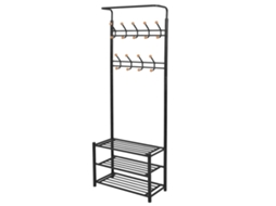 Vidaxl Suporte Para Roupas Com Sapateira 68x32x182,5 Cm Preto