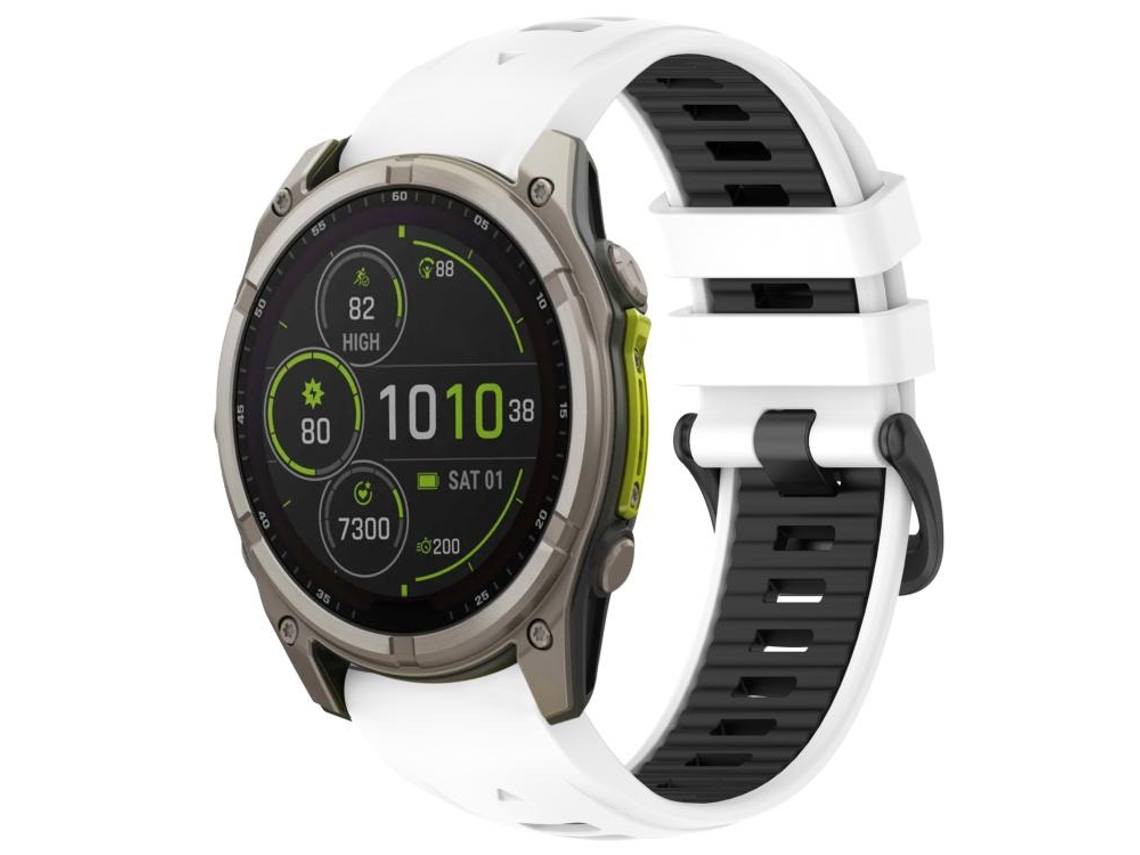 Bracelete para Garmin XIAOMOYU em Silicone com fivela de aço rápida duas cores branco + preto (22mm)