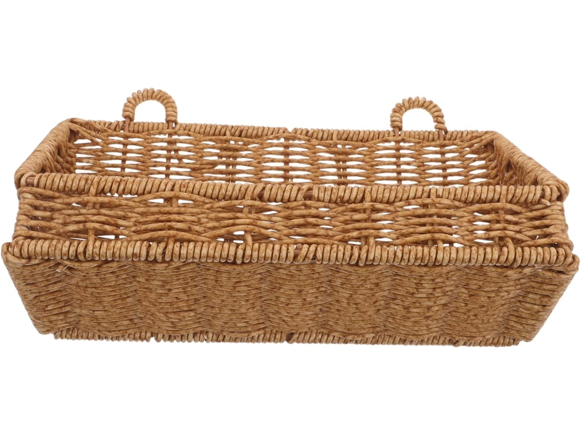 Cesto De Parede Em Rattan Plástico Com Instalação Sem Furos, Solução De Armazenamento Otimizada Para Despensa