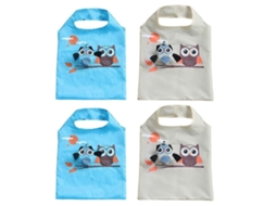 Sacola de Compras Dobrável Reutilizável em Formato de Coruja, Cores Sortidas, 57 X 37 Cm, para Mulheres e Meninas, Pacote com 4 Unidades. GOKOCO