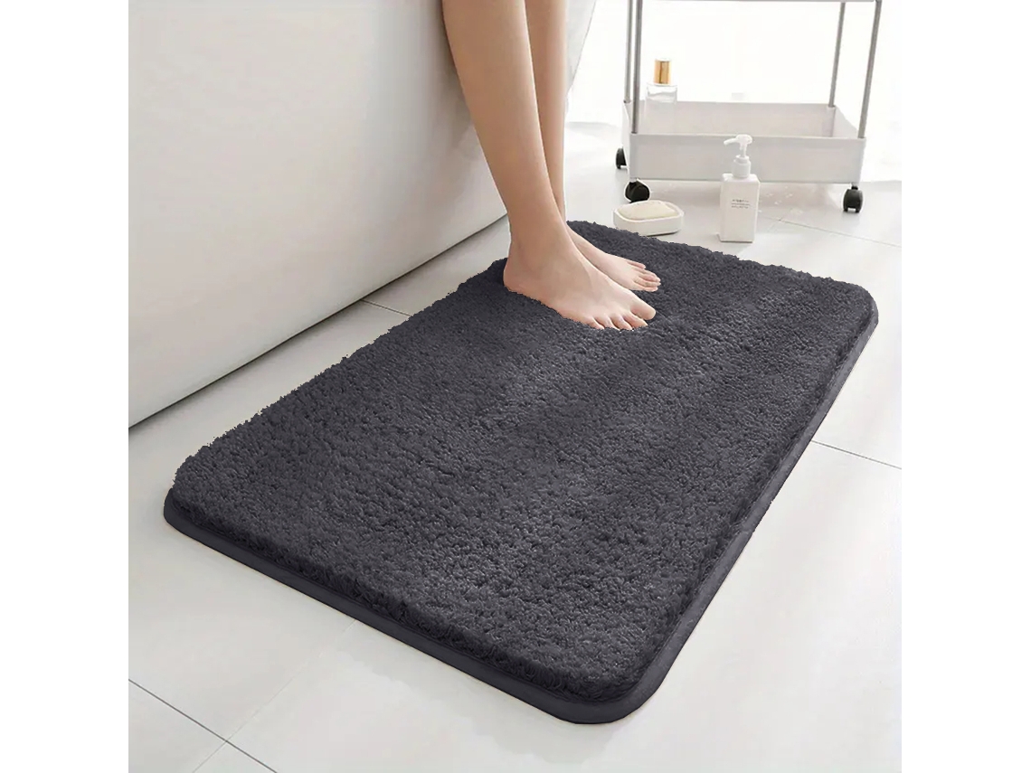 Tapete de Banheiro Superabsorvente e Antiderrapante , Decoração para Casa, Carpete de Pelo Longo. MDUG (cinza Escuro)