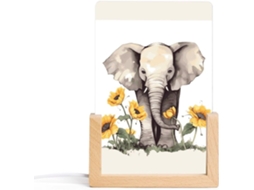 Luminária Noturna Em Acrílico Com Design De Elefante E Girassol, Base De Madeira Com Led, Luminária Moderna