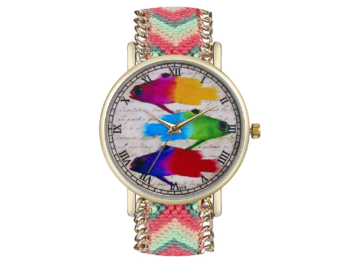 Relógio Pulseira Feminino de Lã com Números Romanos Analógico Quartzo Simples