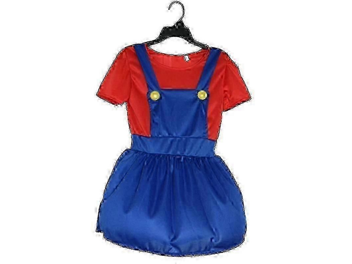 Fantasia de Super Mario Luigi para Adultos e Crianças Festa de Carnaval Halloween Mario Vermelho Menina M