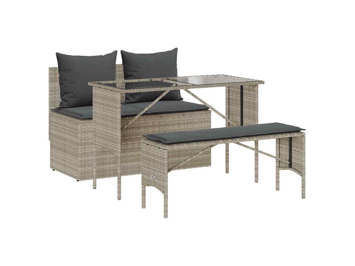 Conjunto de Jantar 3 Pcs para Jardim com Almofadões Cinzento Claro MAISON EXCLUSIVE (3 pcs)