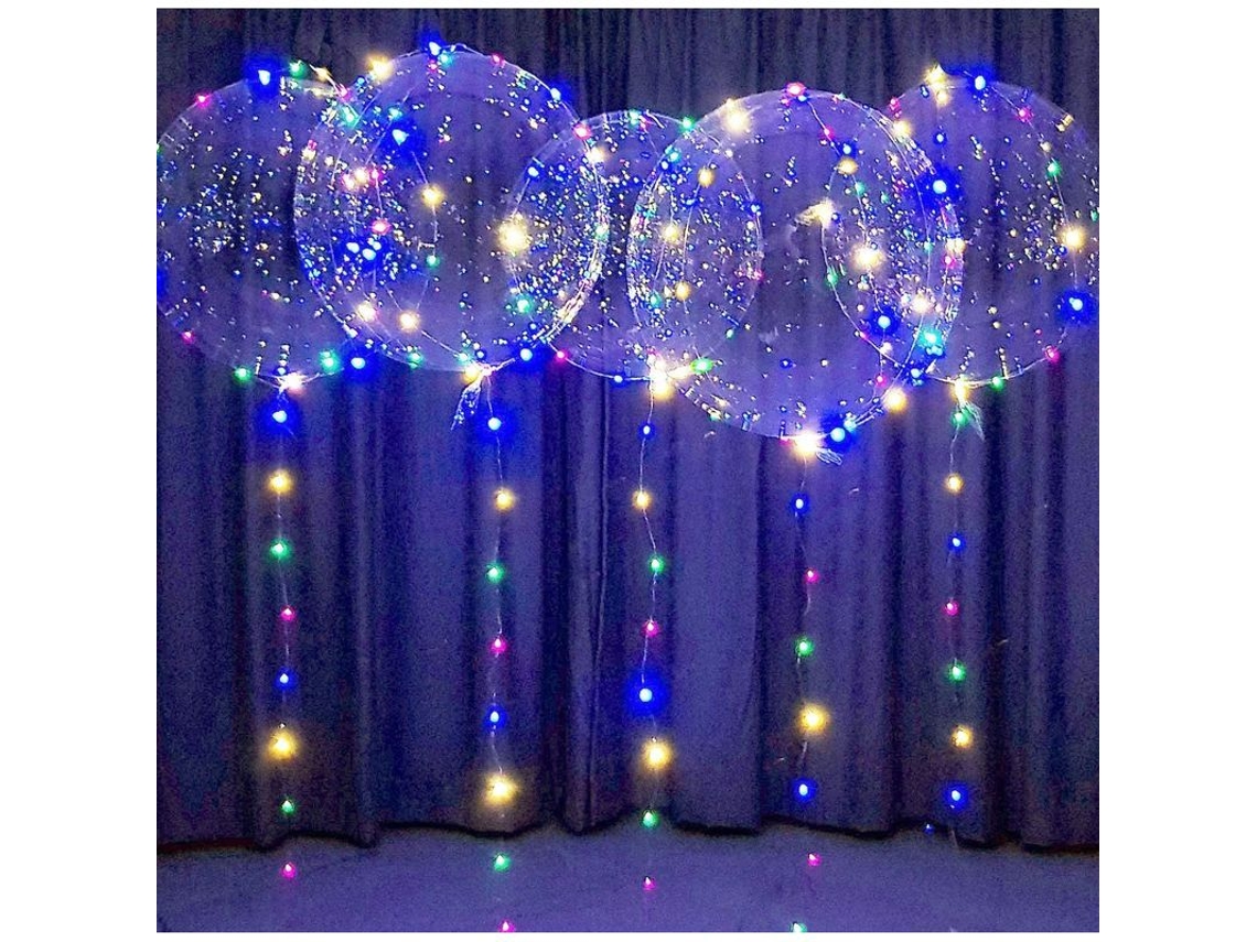 Balões Transparentes com Led, 10 unidades, Grandes, para Hélio ou Ar | S/MARCA