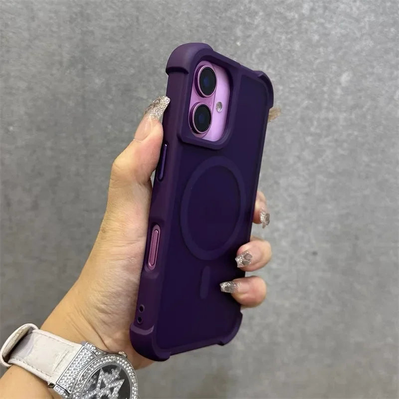 Capa Protetora Fosca À Prova De Choque E Quedas (roxa) Para Iphone 13, Compatível Com Carregamento Sem Fio.