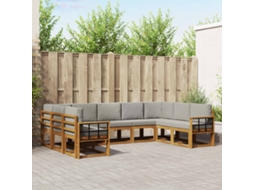 Vidaxl Conjunto De Sofás Para Exterior 9 Pcs Cinza Natural E Claro