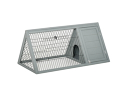 Gaiola Triangular Em Pinho, Cinza, 116x62,2x52,5 Cm, Recinto Externo Com Porta Dupla