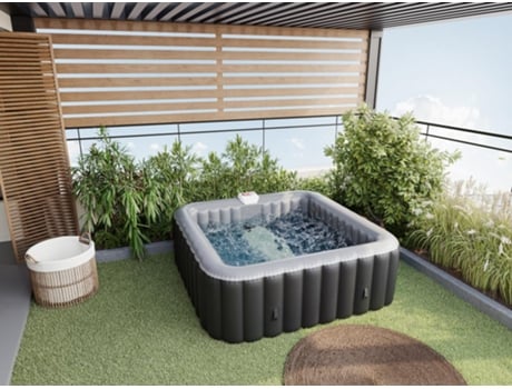 Spa Hinchable Cuadrado para 6 Personas B-Cosy Ancho 185 X Prof. 185 X Alt. 65 Cm 140 Chorros de Aire Negro Y Gris VOGUE SPA