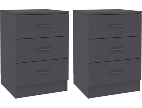 Mesas de cabeceira 2 pcs 38x35x56 cm contraplacado cinzento