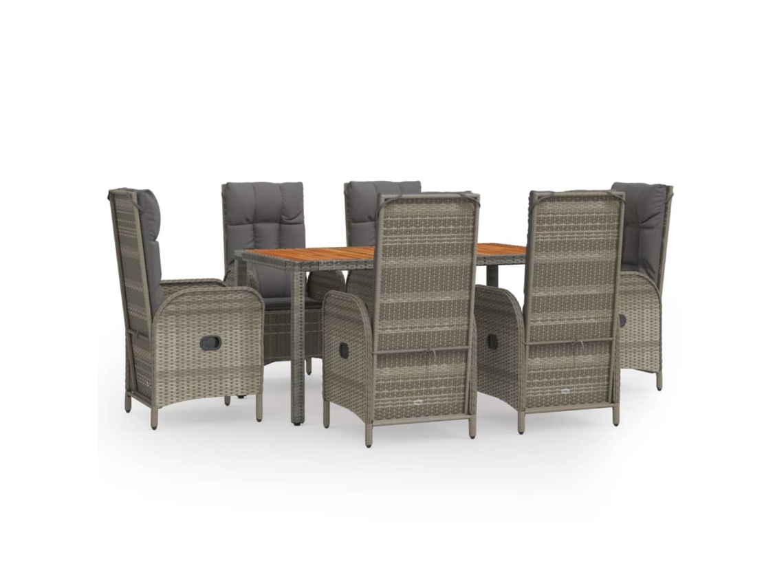 Garden Dining Set, Garden Dining Sets Vidaxl Cinzeto Rattan / Vime (mesa Com 150 Cm De Comprimento)