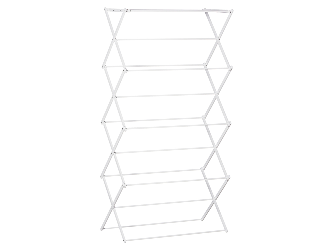 Varal Roupas Dobrável 8 Níveis Torre Branco 74x35x144cm VELTRIX