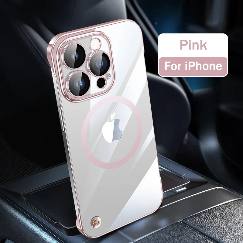 (iphone 12 Pro Max Rosa) Capa Magnética Ultrafina Para Celular, Carregamento Sem Fio, Material De Pc.