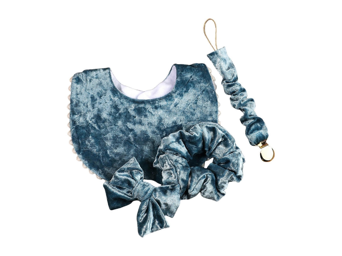 1 Conjunto de Babadores Babadores Para Bebês Meninas, Presente Com Laço, Elásticos de Cabelo Estilosos e Presilha de Chupeta, Corrente, Pano para Arr