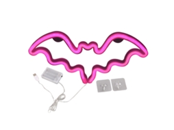 Rebe-luz Neon Creativa Em Forma De Morcego Para Decoração De Festas De Natal E Férias Rosa