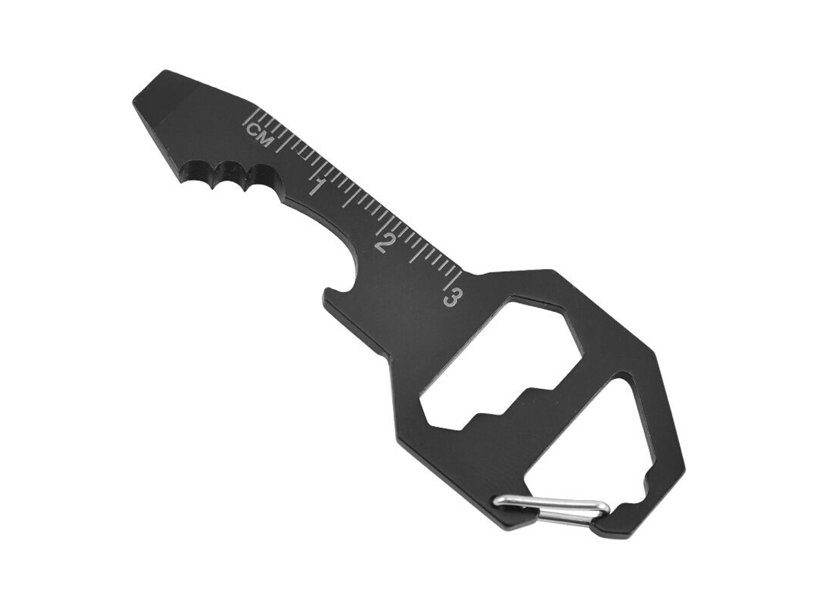 Chaveiro Multifuncional Com Abridor De Garrafas, Pingente Hexagonal, Ferramenta Tática Para Pesca E Camping, 1 Unidade, Preto