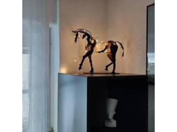 Escultura De Caballo De Metal Con Luz Led, Arte Moderno Para Mesa, Oficina, Hogar Decoración