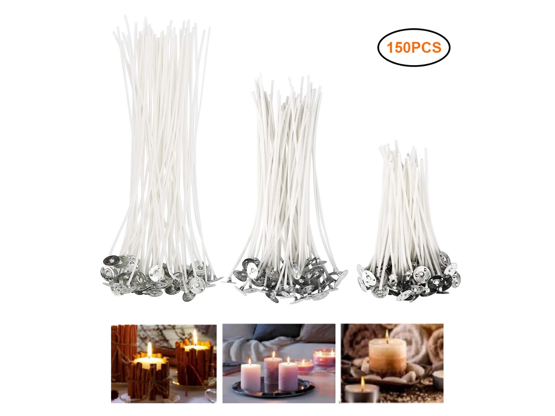 Pavio De Velas De Algodão Redondo 9/15/20cm 150pcs Para Cera