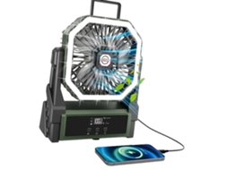 Ventilador Portátil Para Camping E Atividades Ao Ar Livre, Bateria Recarregável De 10000mah, 3 Níveis De Ajuste E Luz Led, Com 4 Velocidades