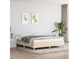 Estrutura De Cama Sem Colchão 180x200 Cm Tecido Cor Creme