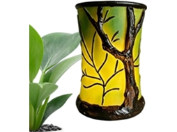 Iluminação ambiente com tema de floresta, luz noturna inspirada na natureza.