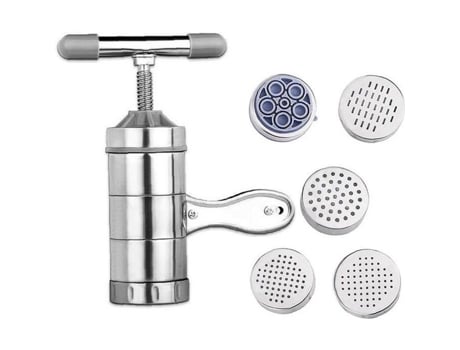 Máquina de macarrão fabricante de macarrão imprensa macarrão moda aço inoxidável com 5 moldes prata YEPYES