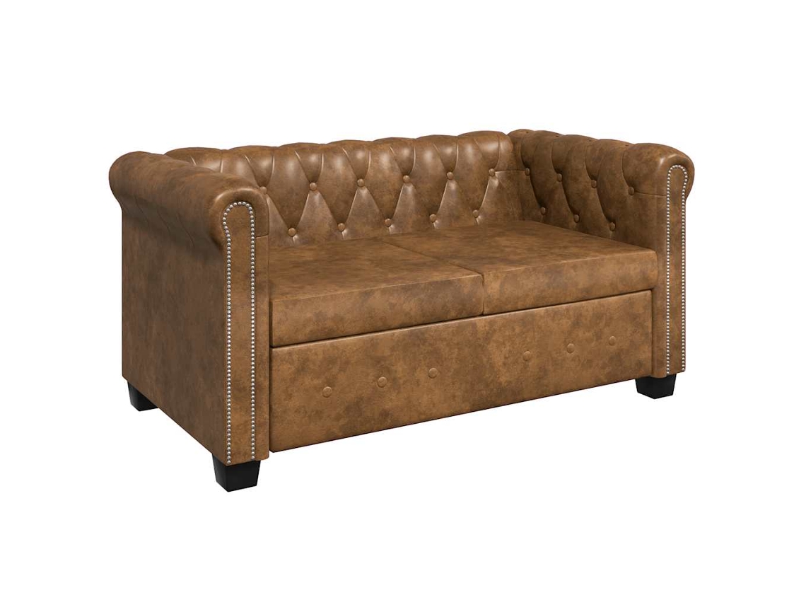 Sofa VIDAXL Marrom Couro Artificial (200.5x76x70 cm)