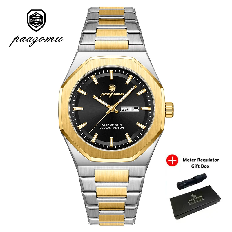 Relógio Militar De Luxo (dourado E Preto), Aço Inoxidável, Quartzo Para Negócios.