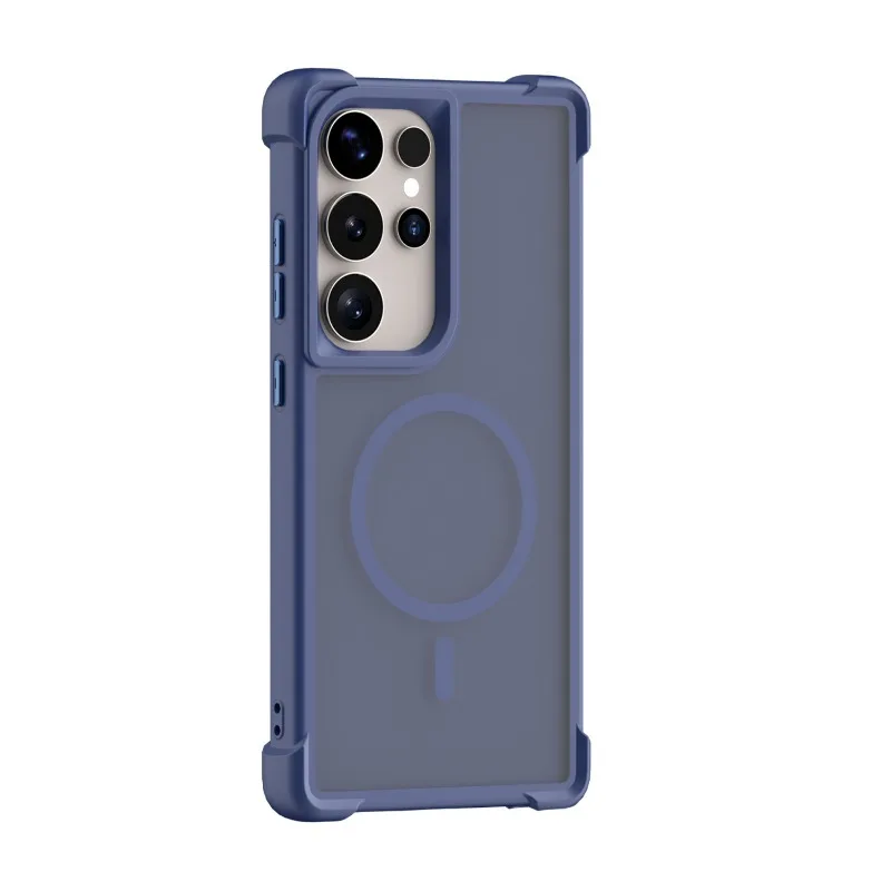 Capa Fosca Para Celular (samsung S24 Plus Azul) Com Carregamento Sem Fio, Airbag E Proteção Contra Impactos Em Pc.