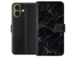 Capa Carteira Compatível Com Apple Iphone 17, Cor Preta Marmorizada.