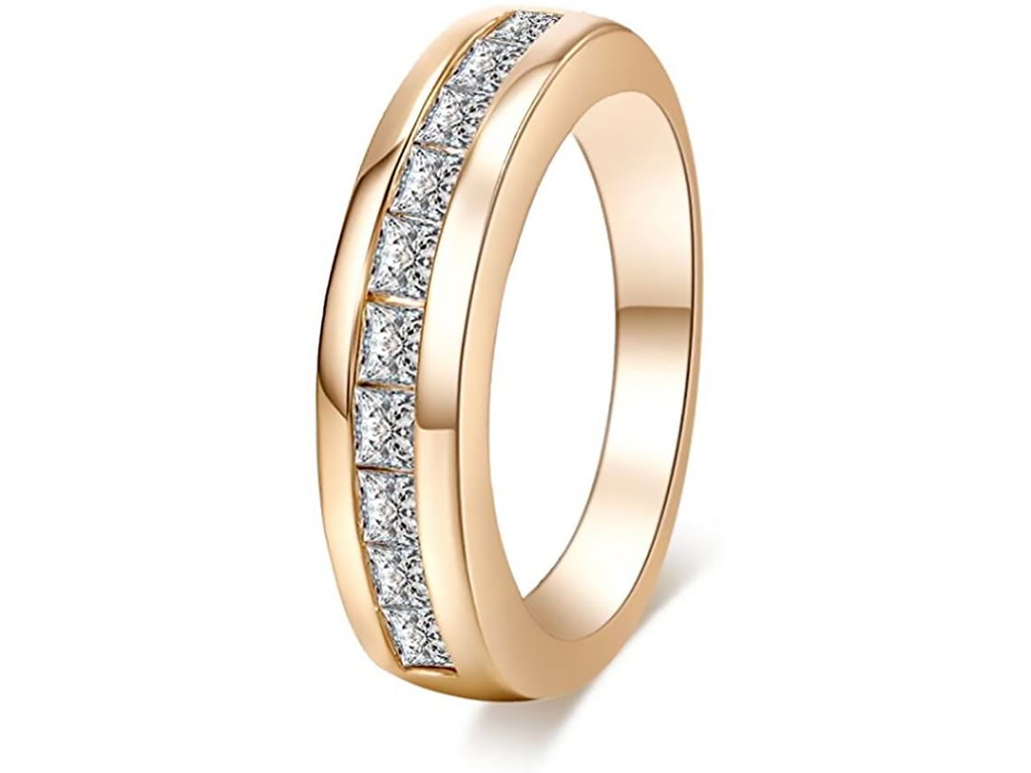 Anel De Cobre Com Zircão Branco Decoração Moda Simples Ideal Presente