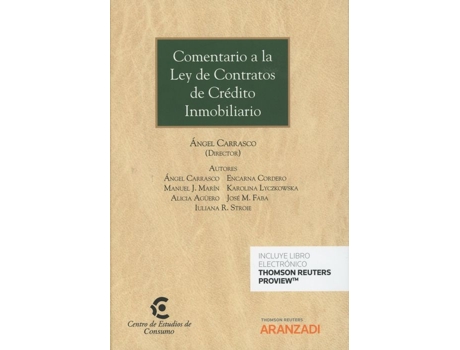 Livro Comentario A Ley De Contratos De Crèdito Inmobiliario (Dúo) de Ángel Carrasco Pereira (Espanhol)