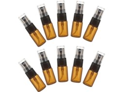 Conjunto de 10 frascos de spray transparentes e recarregáveis na cor marrom para perfume.