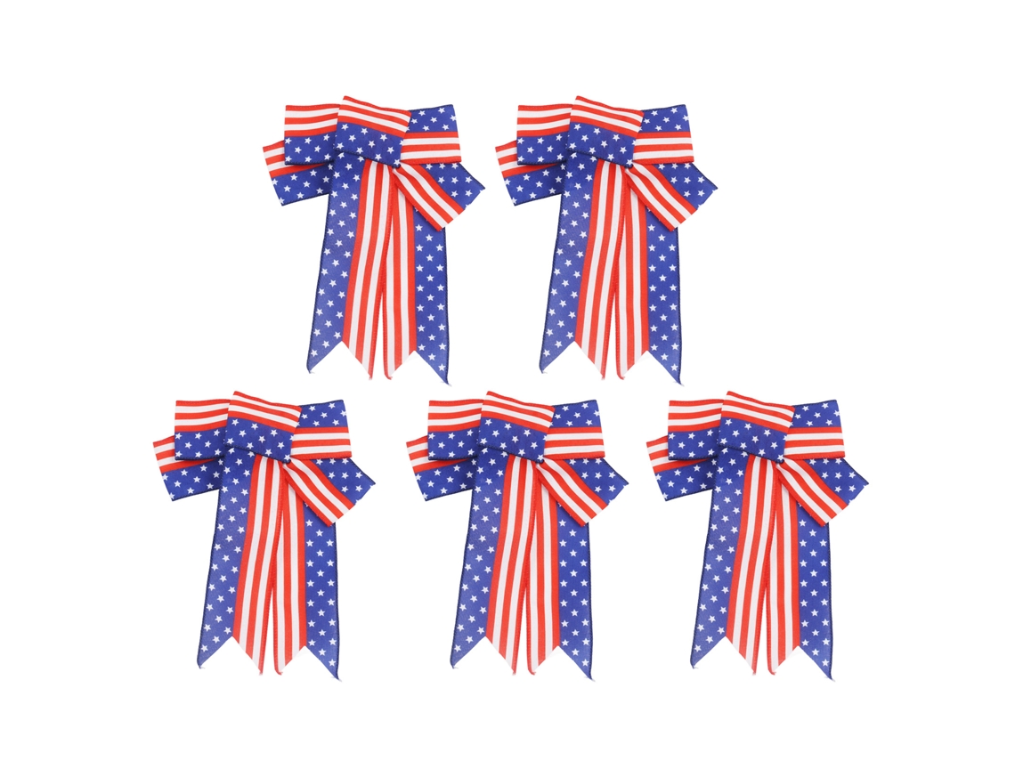 Pack de 5 Laços Estrela e Riscas para Decoração de Dia da Independência, Resistente à Deformação LAXISCREED