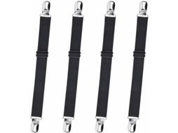 Lurelia Fivelas Para Lençol 4 Peças Preto Ajustável Elástico Resistente Seguro Nylon Metal Colcha Colchão Cobertor