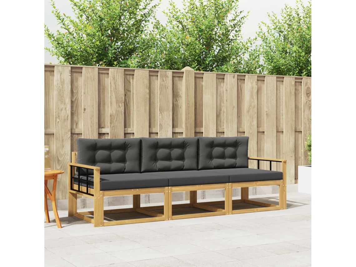 Vidaxl Conjunto De Sofás Para Exterior 3 Unid. Branco E Antracite