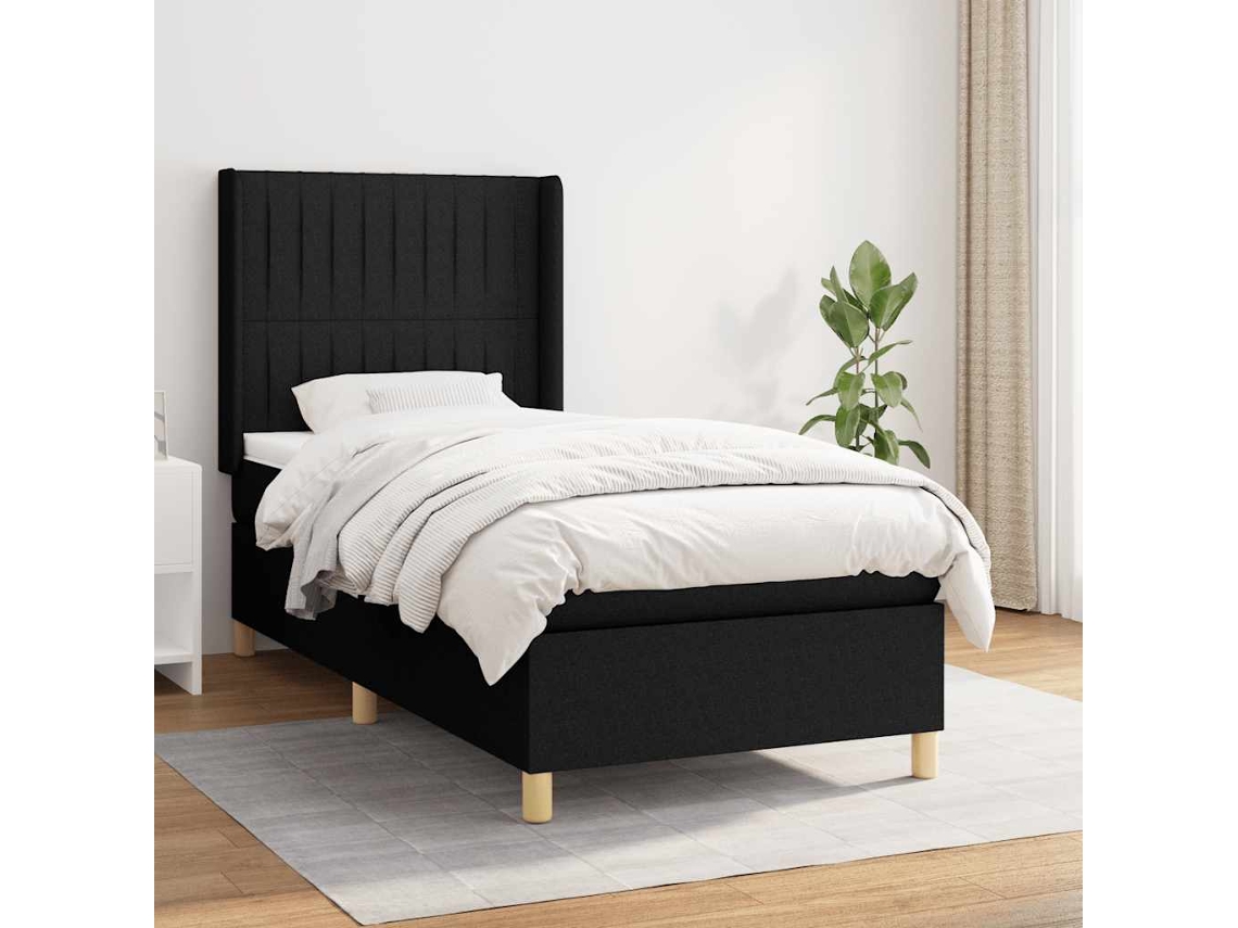 Vidaxl Cama com Molas/colchão 90x190 Cm Tecido Preto