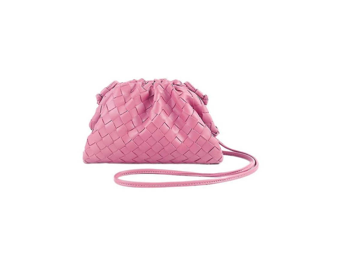 Bolsa de Couro Pu Tecida Satchel Cloud Mini Clutch com Fivela Magnética Leve e Prática