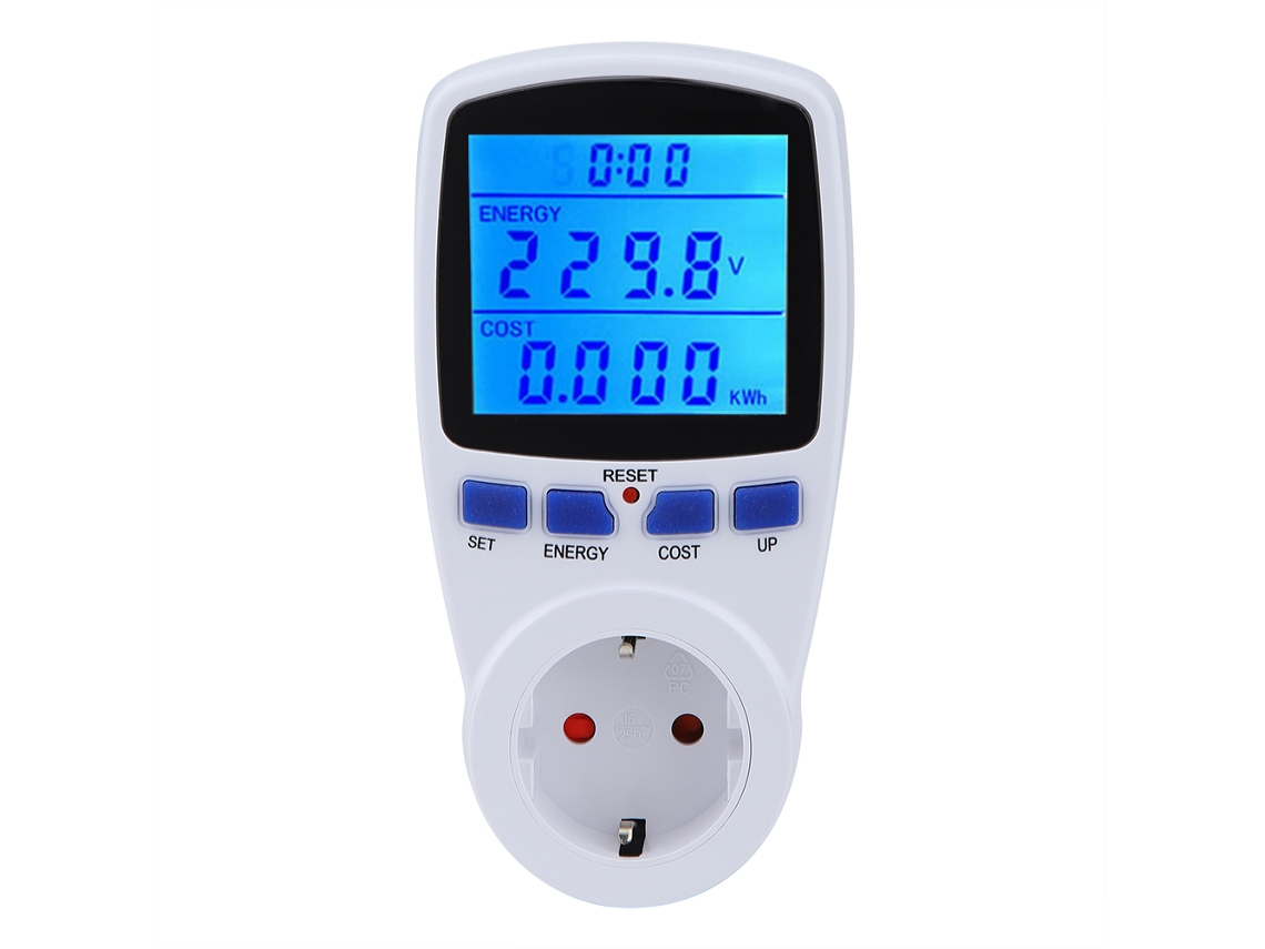 Medição de energia realizada com a luz de fundo ligada (com luz de fundo azul, Padrão UE 230 V)