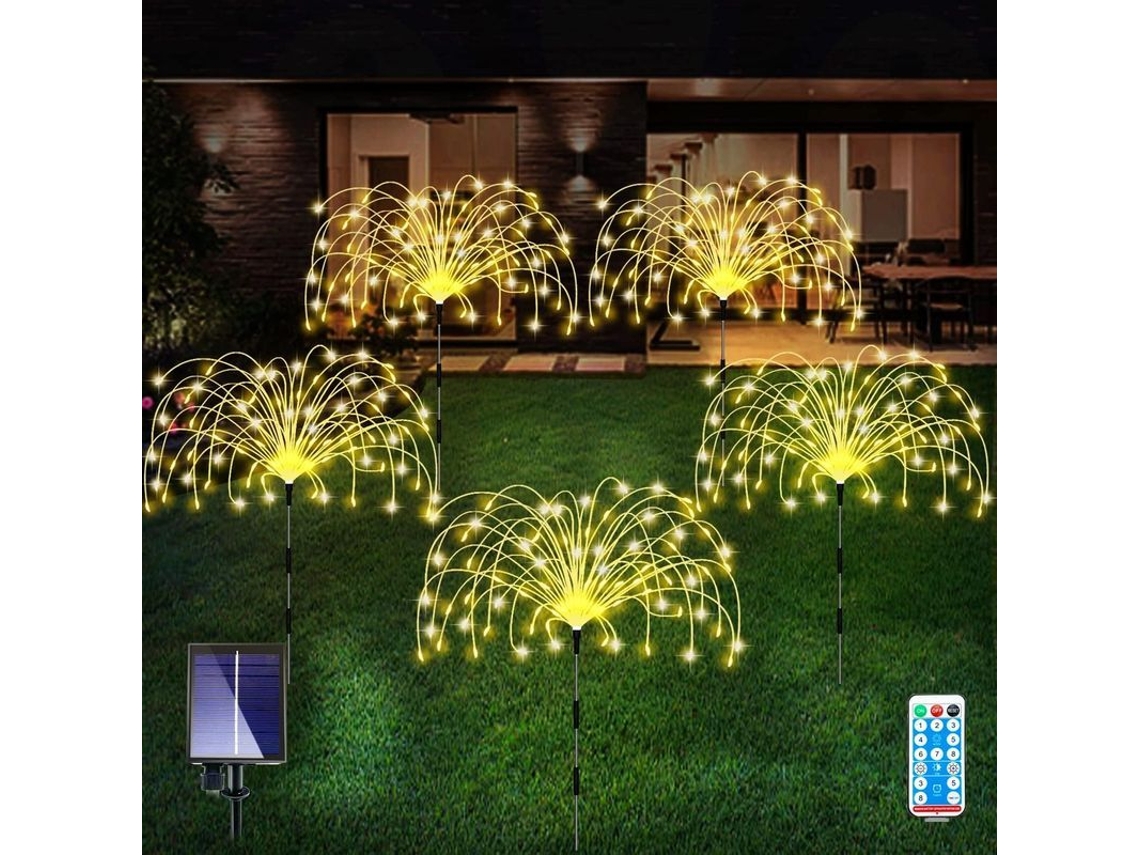 2026-luz De Fuego Solar Com Fio De Cobre E 120 Led, Impermeável Ip65 Para Jardim Exterior