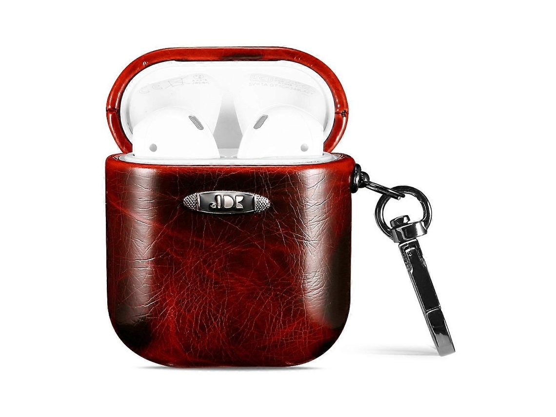 Capa protetora para fones de ouvido com textura de couro encerado e tecido Encaixe para AirPods 1/2. GIECY
