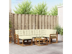 Vidaxl Conjunto De Sofás Para Exterior 7 Pcs Natural E Creme