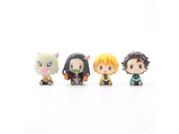 Laxiscreed Conjunto De Figuras De Ação Demon Slayer Com Tanjirou, Nezuko, Inosuke E Zenitsu