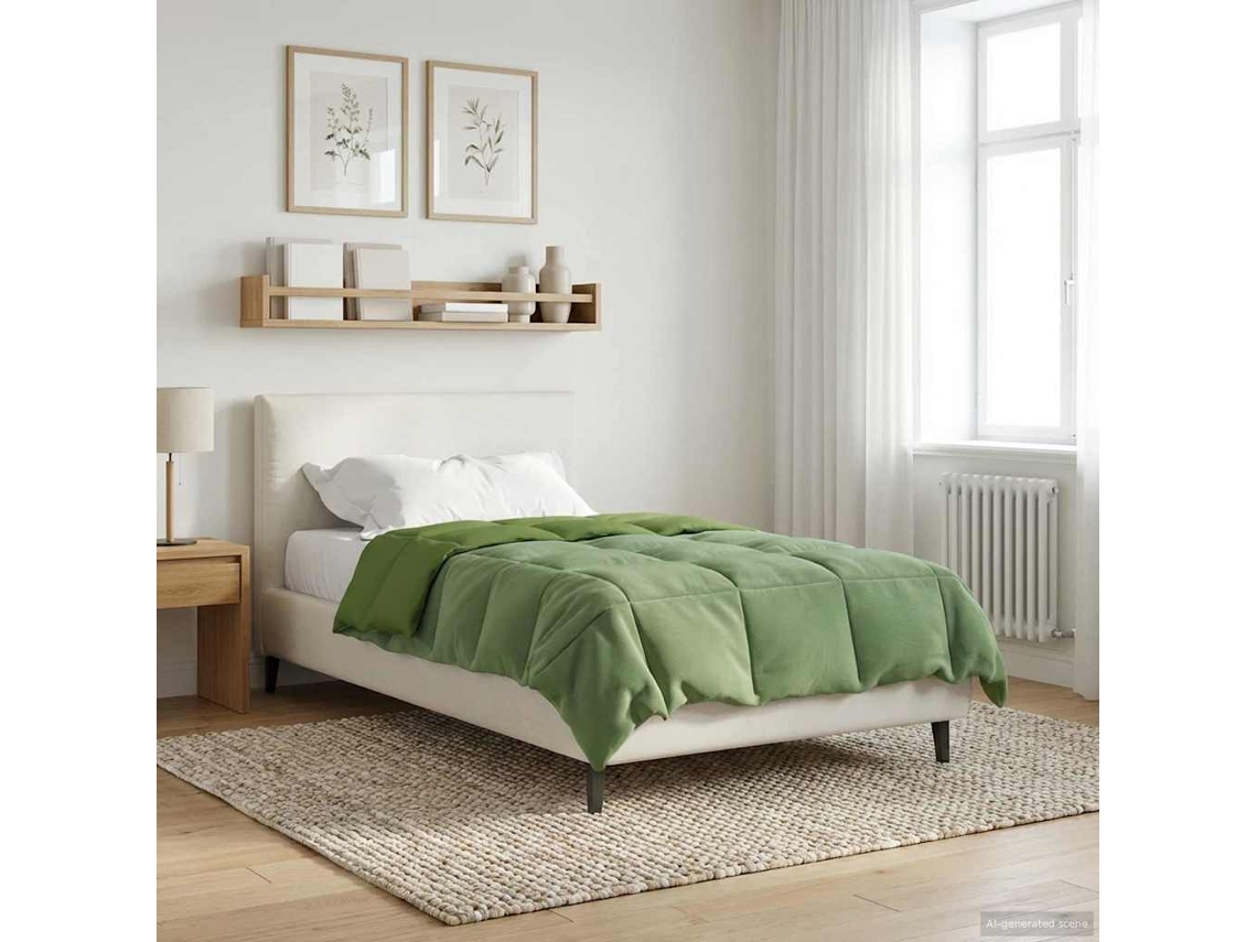 Vidaxl Edredom De Verão Simples Verde 135 X 200 Cm Microfibra